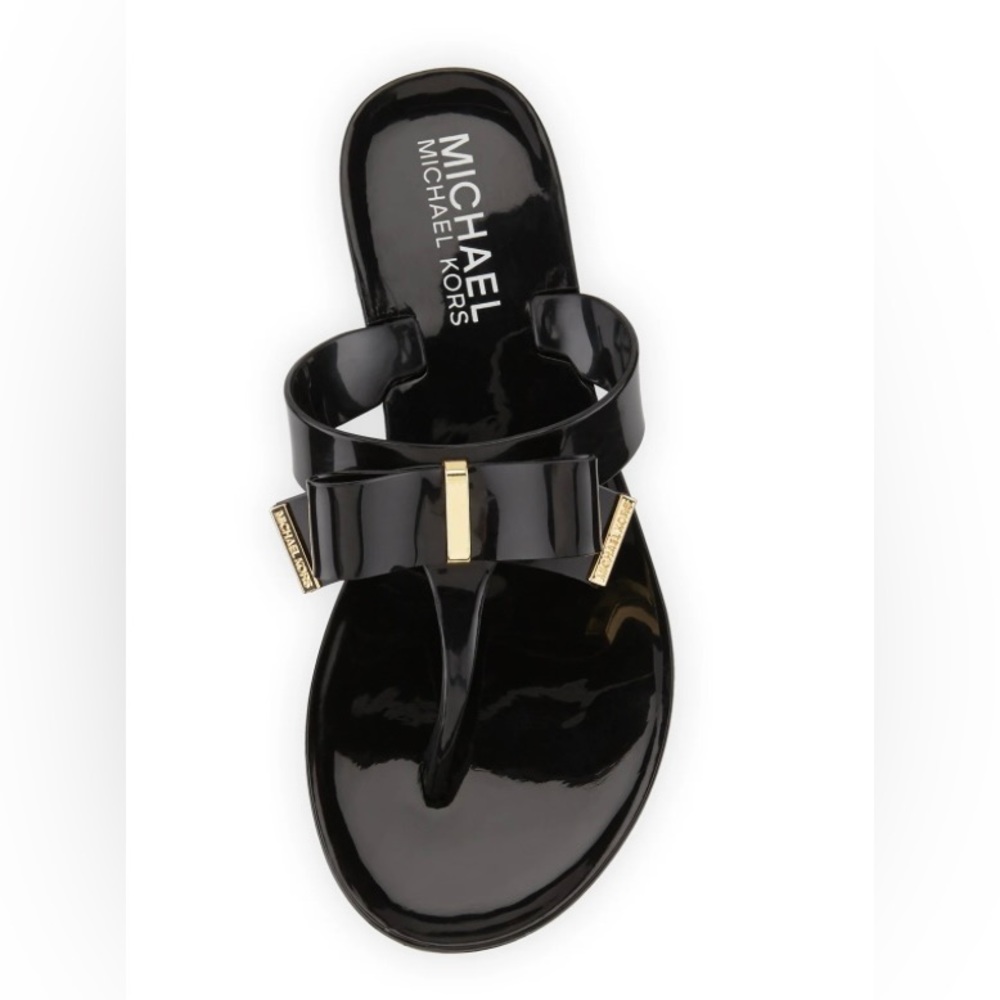 Michael Kors Kayden Jelly Flip Flops with Bow detail Black Sz 9